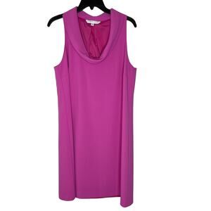 Trina Turk Size 8 Pink Sleeveless Cowl Neck Shift Dress Vibrant Spring Style